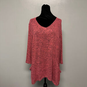 Db Sunday Pink & Black long sleeve Tunic Top women’s large heathered knit